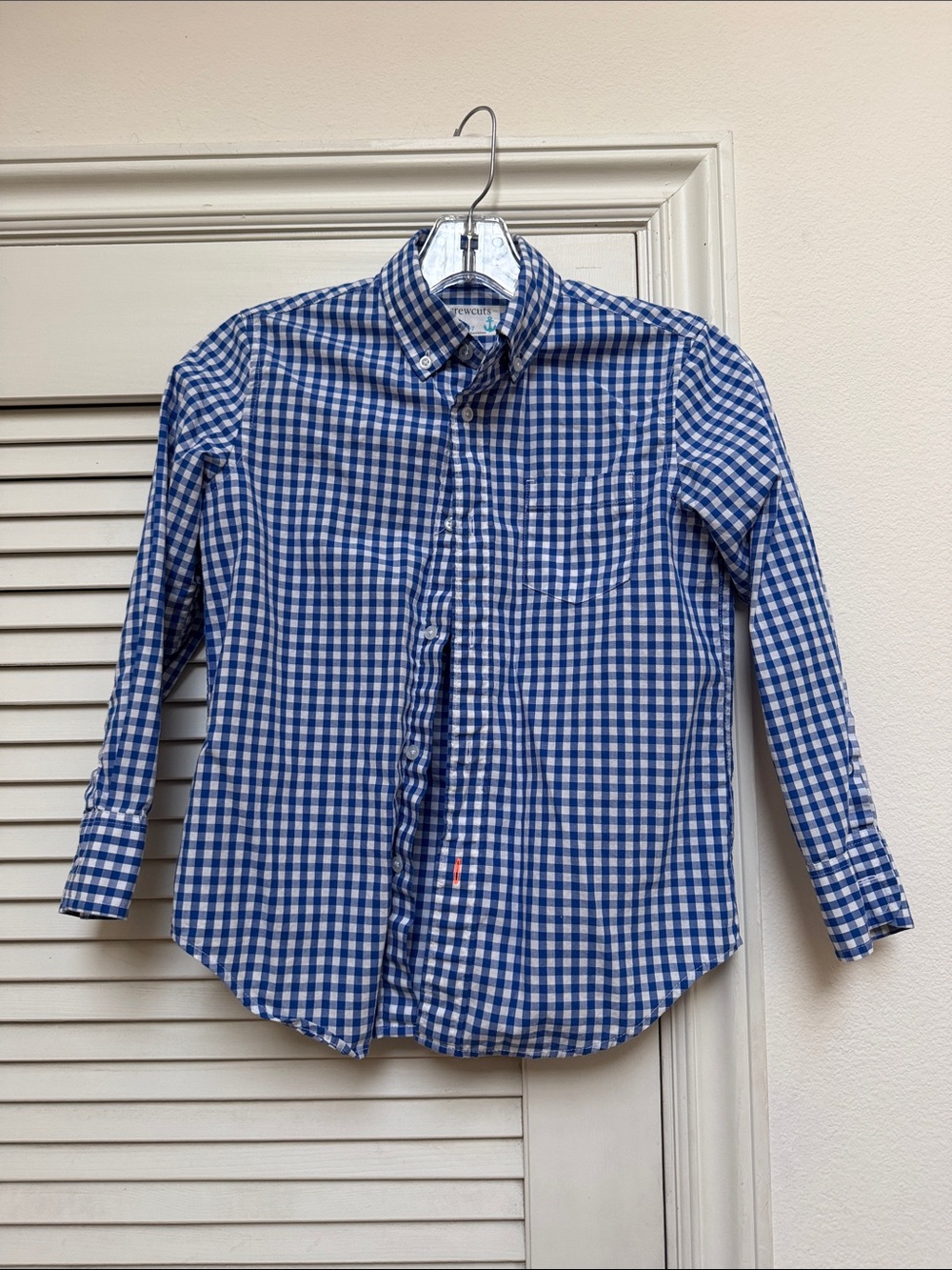 Crewcuts Boys' Blue and White Gingham Button-Down Shirt
